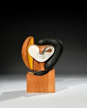 Tête de femme - LE CORBUSIER (1887-1965) et Joseph SAVINA (1901-1983), Bois sculpté et polychromé, Pièce unique