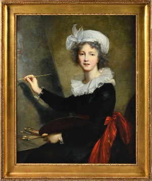 Autoportrait à la palette de 1790 - ECOLE FRANCAISE DU XIXE SIECLE, D'APRES ELISABETH VIGEE LE BRUN, Huile sur toile