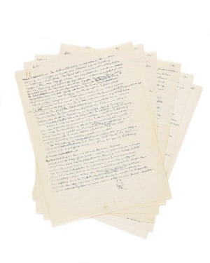 Manuscrit "l'essence de la théorie de la relativité" par Albert Einstein. 1947