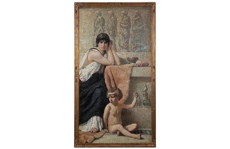 Charles Sprague PEARCE (1851-1914) Scène de rituel sacré de l'Antiquité grecque (oracle ?) Huile sur toile