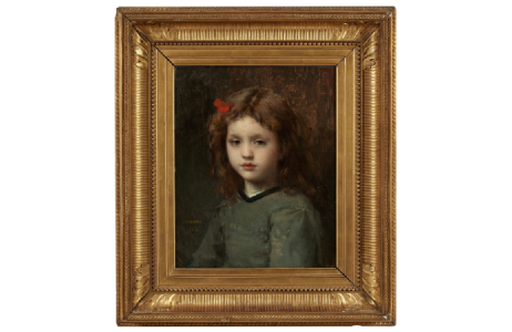 Jean Jacques HENNER (1829-1905) Portrait de petite fille Huile sur toile